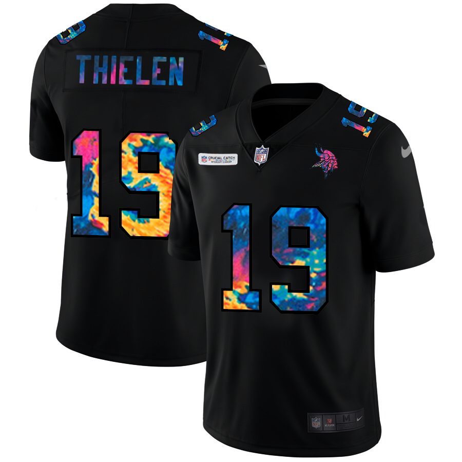 NFL Minnesota Vikings #19 Adam Thielen Men Nike MultiColor Black 2020 Crucial Catch Vapor Untouchable Limited Jersey